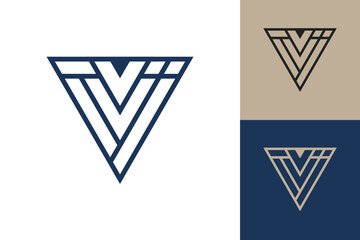 Fototapete - Geometric triangle logo icon. Triangle concept vector design with minimalistic linear style