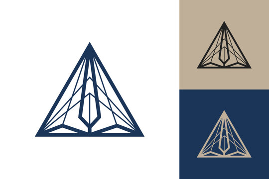 Geometric triangle logo icon. Triangle concept vector design with minimalistic linear style