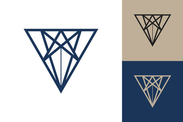 Fototapete - Geometric triangle logo icon. Triangle concept vector design with minimalistic linear style