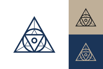 Fototapete - Geometric triangle logo icon. Triangle concept vector design with minimalistic linear style