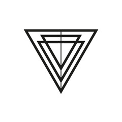 Fototapete - Geometric triangle logo icon. Triangle concept vector design with minimalistic linear style