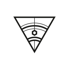 Fototapete - Geometric triangle logo icon. Triangle concept vector design with minimalistic linear style