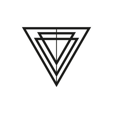 Geometric triangle logo icon. Triangle concept vector design with minimalistic linear style