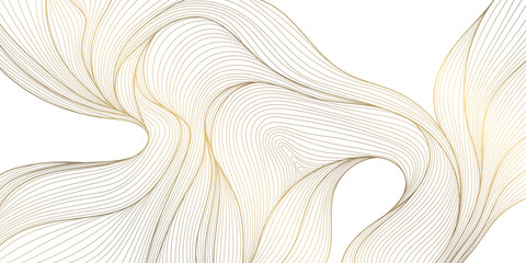 Wall Mural - vector abstract wave gold line background, light luxury graphic texture. premium water, sea, river f