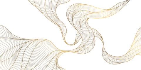 Wall Mural - vector abstract wave gold line background, light luxury graphic texture. premium water, sea, river f