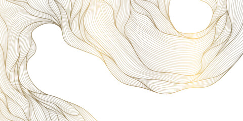 Wall Mural - vector abstract wave gold line background, light luxury graphic texture. premium water, sea, river f