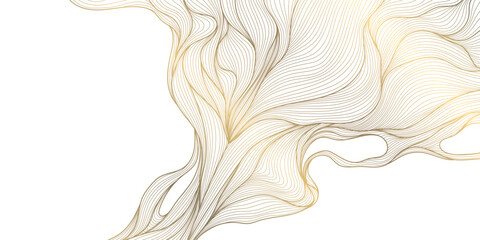 Wall Mural - vector abstract wave gold line background, light luxury graphic texture. premium water, sea, river f