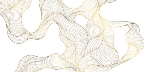 Wall Mural - vector abstract wave gold line background, light luxury graphic texture. premium water, sea, river f