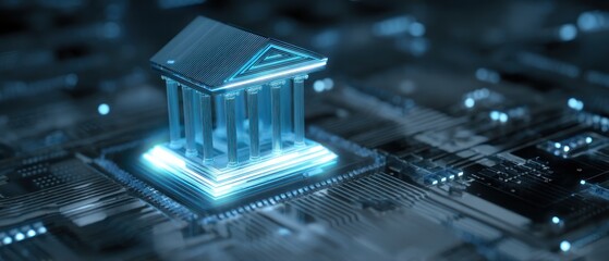 Poster - Digital bank building on a circuit board