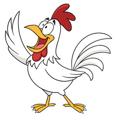 Poster - A cute cartoon hen proudly presents her egg, a funny farm animal character illustration