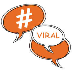 Poster - Two orange speech bubbles overlapping in a digital illustration style design element
