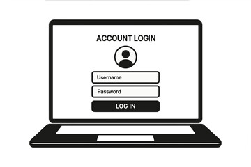Poster - Secure Account Login Page on Laptop Screen. Vector Illustration of Username and Password Input Form. Modern Authentication Interface. Online Security Access. User Login Window Concept.