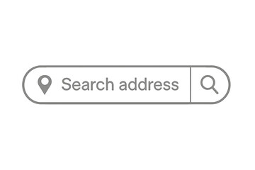 Fototapete - Search Address Bar UI Element, Location Pin and Magnifying Glass Icon, Navigation Search Box, Web Interface, Vector Illustration, Transparent Background