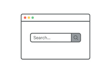 Fototapete - Modern Search Bar UI Vector, Website Browser Window Template, Minimalist Internet Interface, Web Search Box Icon, Flat Design, Editable Isolated Illustration