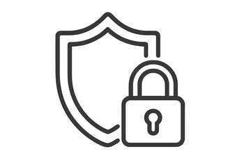 Poster - Cybersecurity Protection Shield and Lock Icon. Data Privacy, Secure Access, Information Security, Digital Safety, Encryption, Network Defense, Padlock Symbol, Vector Illustration