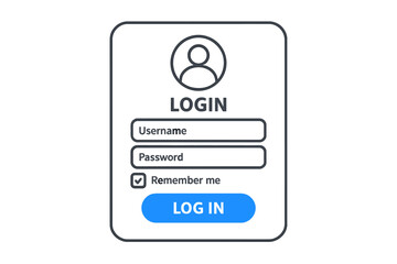 Aufkleber - Login Page Interface. User Authentication Form. Username Password Fields. Remember Me Checkbox. Secure Access. Web App Sign In. Modern UI UX. Vector Illustration. Minimal Design.