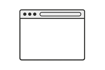Fototapete - Minimalist Web Browser Window Interface. Blank UI Template. Simple Vector Browser Frame. Modern Internet Page Layout. Clean Design. Isolated Mockup. Editable Outline. Transparent Background.