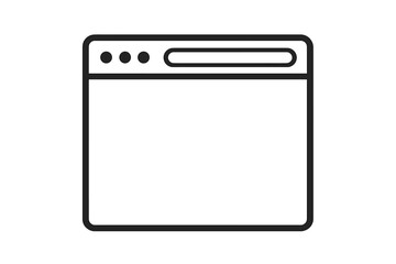 Fototapete - Minimalist Browser Window Interface Outline. Simple Web Page Frame Icon. Blank Internet Browser UI Template. Vector Illustration. Modern Website Mockup. User Interface Design Element