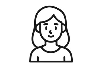 Aufkleber - Female Avatar Icon. Woman Profile. Simple Outline Portrait. Smiling Girl Face. Minimalist Line Art. Editable Stroke. User Picture. Vector Illustration. Modern Graphic Symbol. Isolated Design.