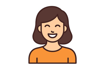Fototapete - female avatar icon. woman profile picture. cartoon character. user account symbol. brown hair. orang