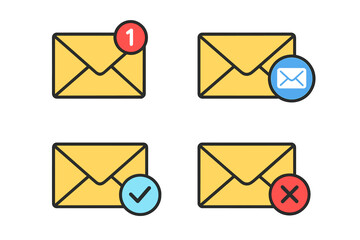 Poster - Email Notification Icons Set – New Message, Read, Verified, Spam, Rejected, Envelope Symbols, E-mail Marketing, Office Correspondence
