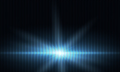Wall Mural - black abstract modern glass ribbed background with blue flash light effect. vector illustration