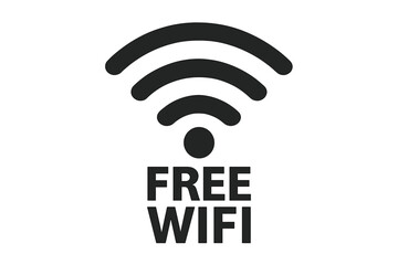 Aufkleber - Free wifi zone sign. Wi-fi connection concept. Wireless internet technology symbol. Public hotspot area logo. Network access point icon. Digital communication signal.