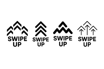 Fototapete - Set of swipe up icons for social media stories. Call to action button. Scroll up or swipe up arrow pictogram collection. UI, UX web design element for blog or advertising.