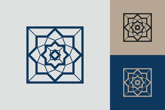 Geometric square logo icon. Square concept vector design with minimalistic linear style