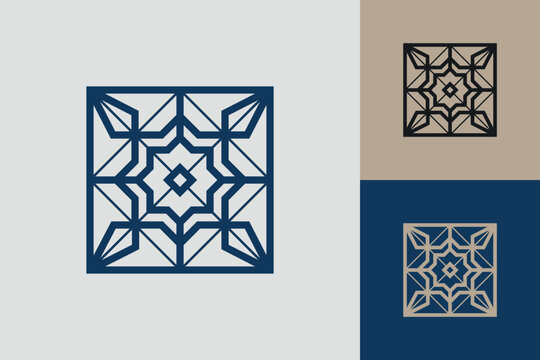 Geometric square logo icon. Square concept vector design with minimalistic linear style