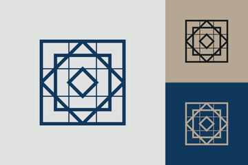 Fototapete - Geometric square logo icon. Square concept vector design with minimalistic linear style