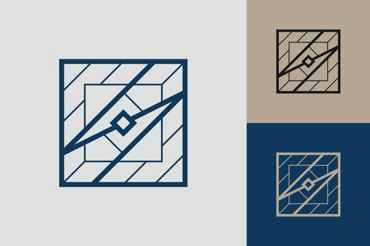 Geometric square logo icon. Square concept vector design with minimalistic linear style