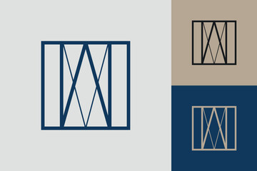 Fototapete - Geometric square logo icon. Square concept vector design with minimalistic linear style