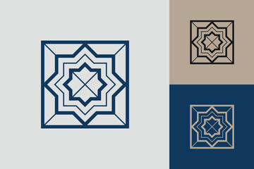 Fototapete - Geometric square logo icon. Square concept vector design with minimalistic linear style