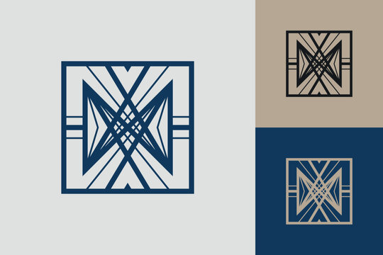 Geometric square logo icon. Square concept vector design with minimalistic linear style