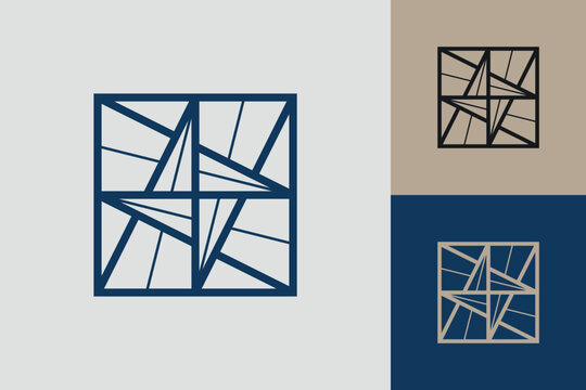 Geometric square logo icon. Square concept vector design with minimalistic linear style