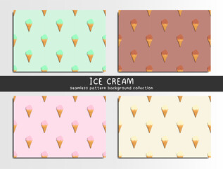 Poster - Ice cream seamless pattern background collection with pastel color cones creating playful and sweet design for summer decoration