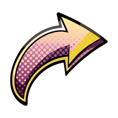 Poster - Rounded arrow sticker in comic book style, pop art design, isolated vector image on a transparent background  