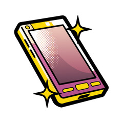 Poster - Isolated vector image of smartphone in comic book style, pop art, on a transparent background  