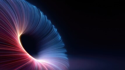 Fototapete - Abstract Light Flow Creating Dynamic Circular Shape with Bright Colors and Cool Tones on Dark Background