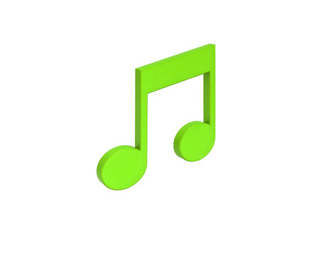 Lime green musical note against black background