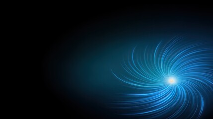Fototapete - Abstract Blue Swirl Background with Light Burst, Flowing Lines and Space for Text or Graphics