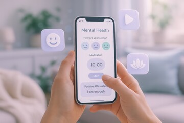 promoting mindfulness with a mobile app supporting mental wellbeing and offering meditation and posi