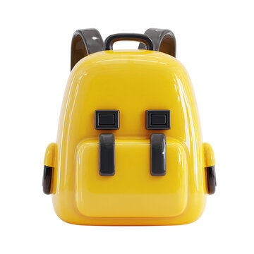 Vibrant Yellow Backpack: A 3D Rendering Ready for School Adventures and Travel