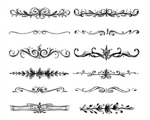 Poster - Paragraph Separator. Hand Drawn Floral Text Delimiter and Divider Collection for Web and Print Design