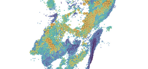 Poster - Colorful 3D data points, abstract background, technology concept.