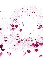 Aufkleber - Love valentine background with red petals of hearts on transparent background