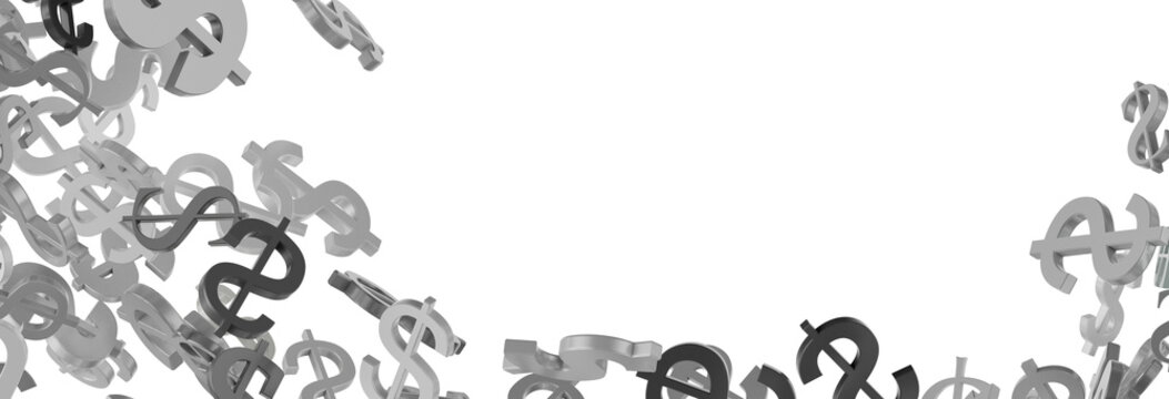 Flying money on white background.
