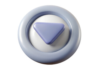 Poster - A minimalist 3d render of a rounded blue play button icon with a smooth white sphere inside a light blue ring on a white background