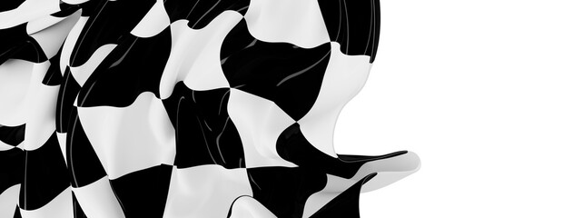 Poster - Dramatic image of a flowing checkered flag. Ideal for sports, racing, or competition themes.